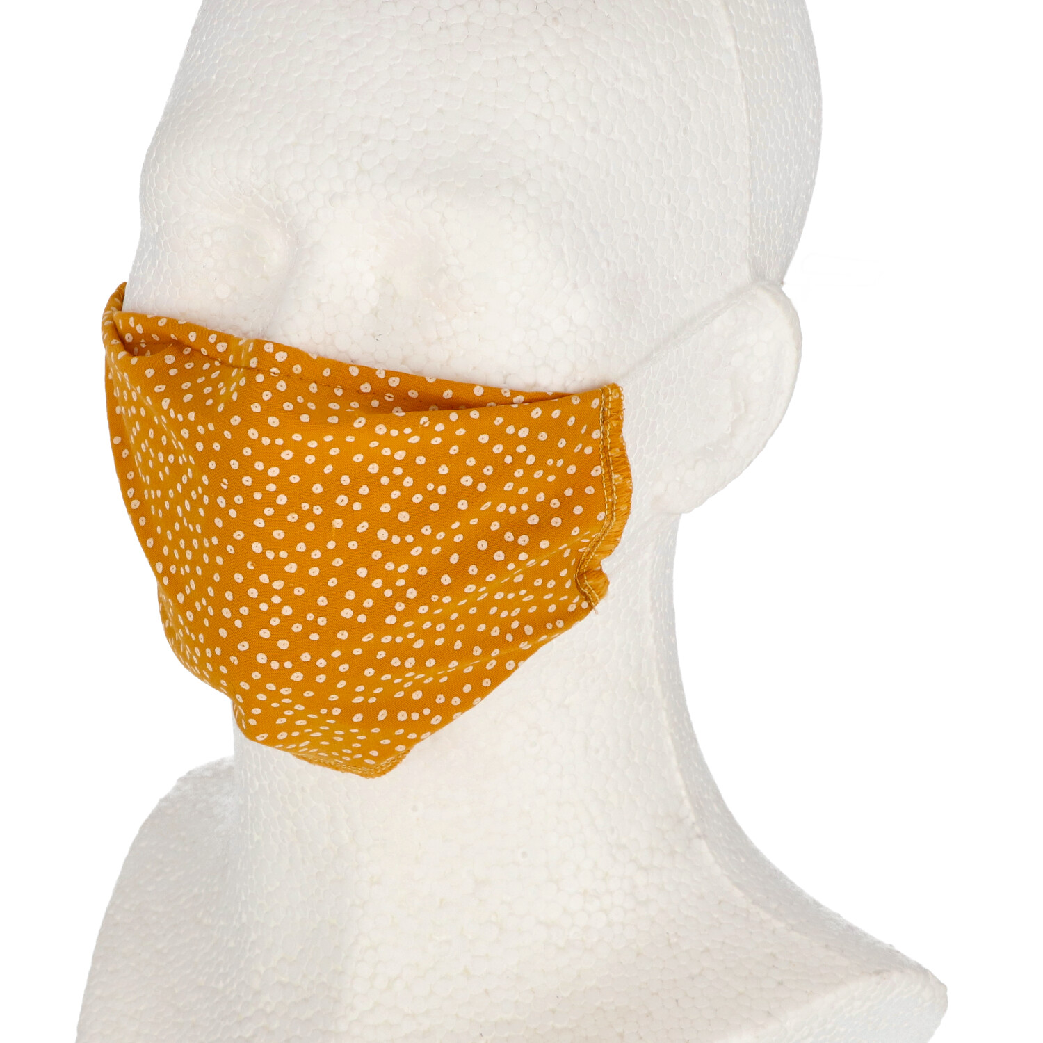 Bavlnené dvojvrstvové rúško s drôtikom AJS žlté s bodkami