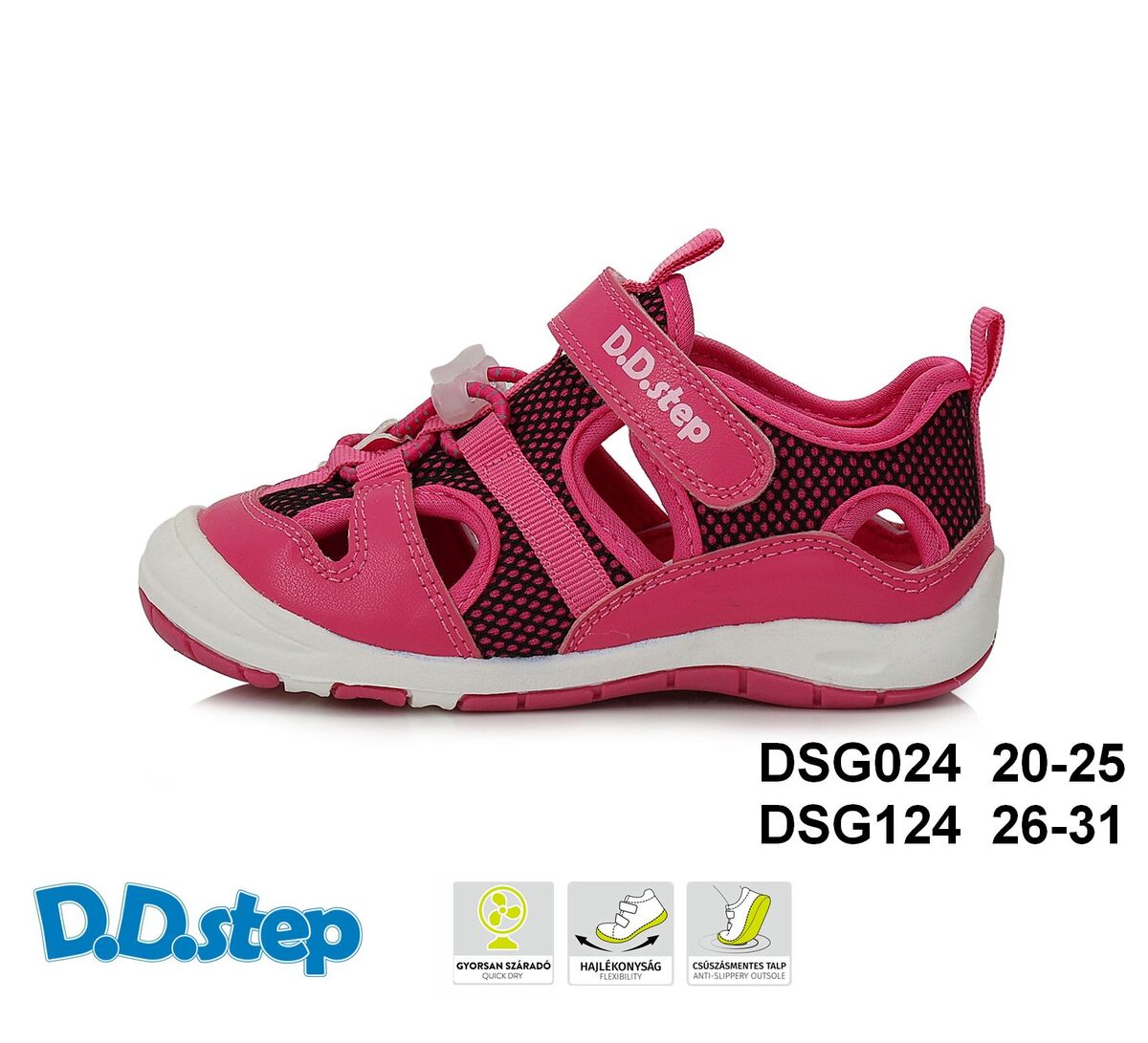 Sandále CALYPSO dark pink športové barefoot  D.D.Step