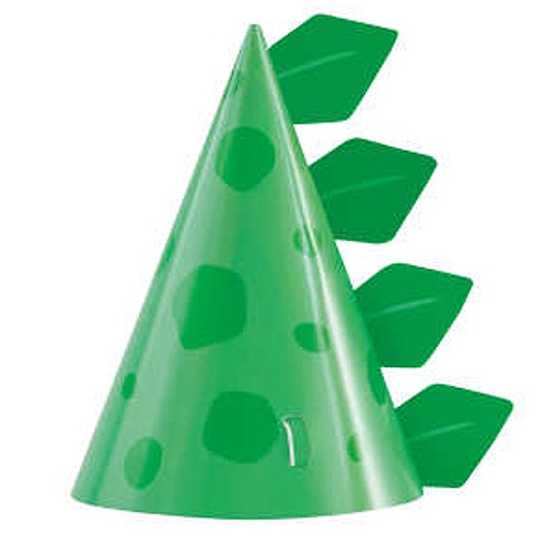 Párty paierové čiapky Dino zelené - 8 ks