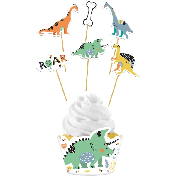 Súprava dekorácií na cupcaky Dino Roars - 6 ks