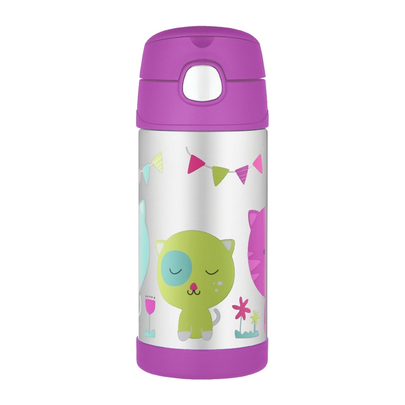 Thermos FUNtainer - detská termoska so slamkou - mačka 355 ml