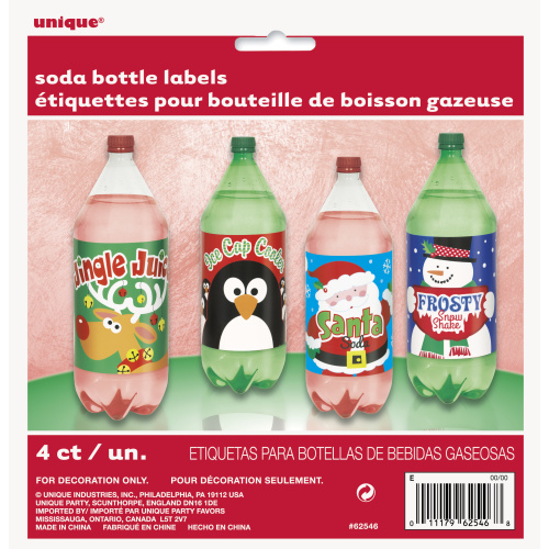 Vianočné etikety na fľaše 4 ks
