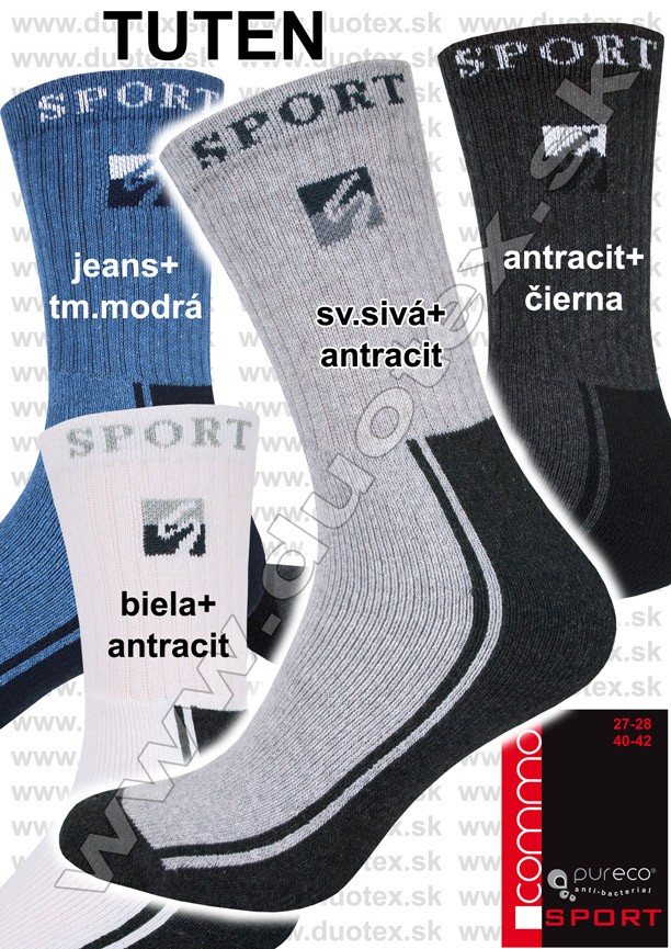 Pánske športové ponožky TUTEN biela+antracit