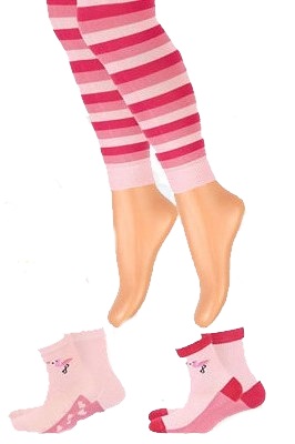 Detské legíny s ponožkami W05.002 ružové