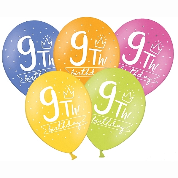 Latexový balónik 9 Birthday žltý