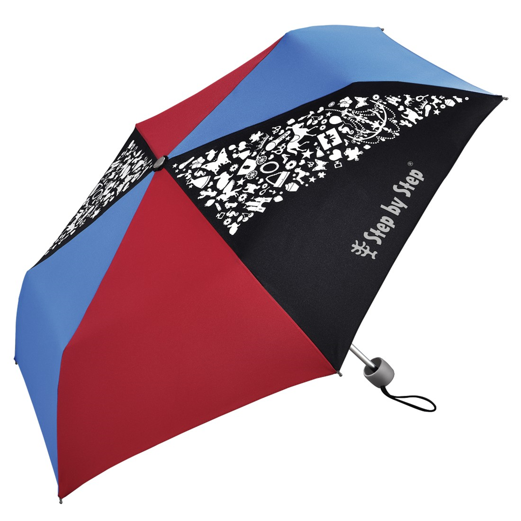 HAMA 139152 Detský skladací dáždnik, čierna červená modrá