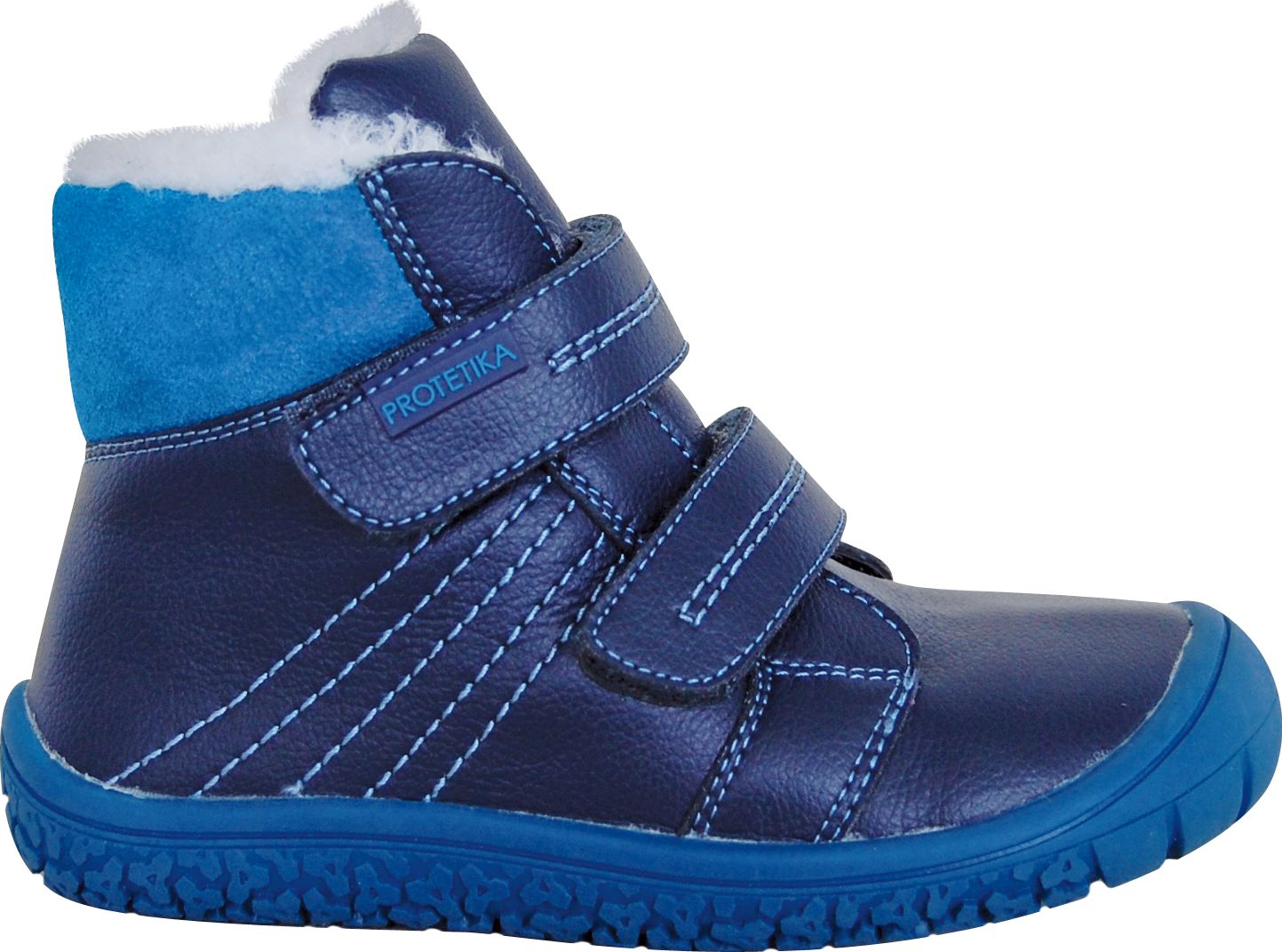 Protetika - barefootové topánky ARTIK blue zateplené kožušinkou