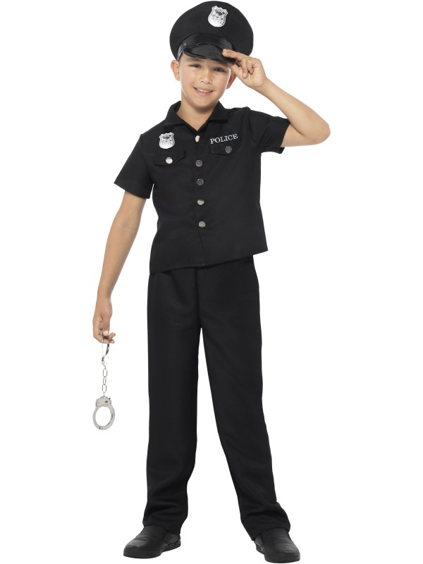Detský kostým Policajt čierny L na 10-12 rokov