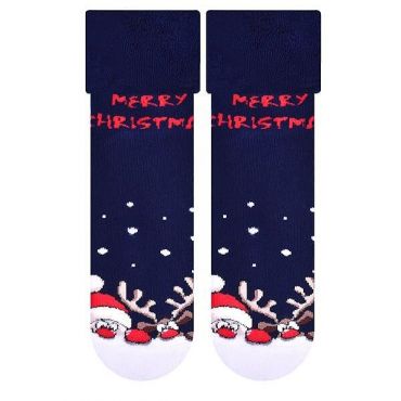 Detské vianočné ponožky froté 096-3 tmavomodrá