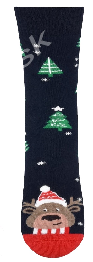 Detské vianočné ponožky froté 096-5 tmavomodrá