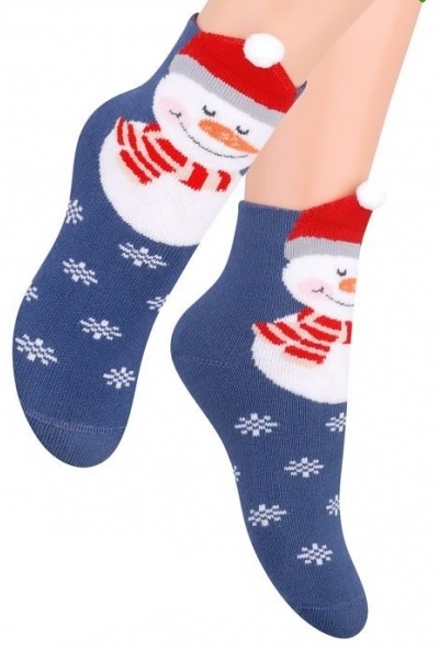 Detské vianočné ponožky froté 154-3 modré