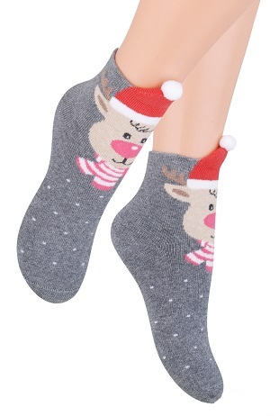 Detské vianočné ponožky froté 154-4 sivé