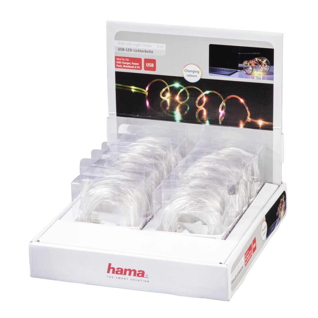 HAMA 12346  USB LED svetelná reťaz, farebná, 3 m, 12 ks v displeji, cena je uved