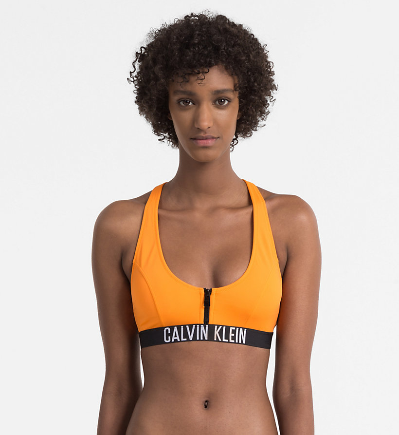 Vrchný diel plaviek na zips Calvin Klein INTENSE POWER oranžové