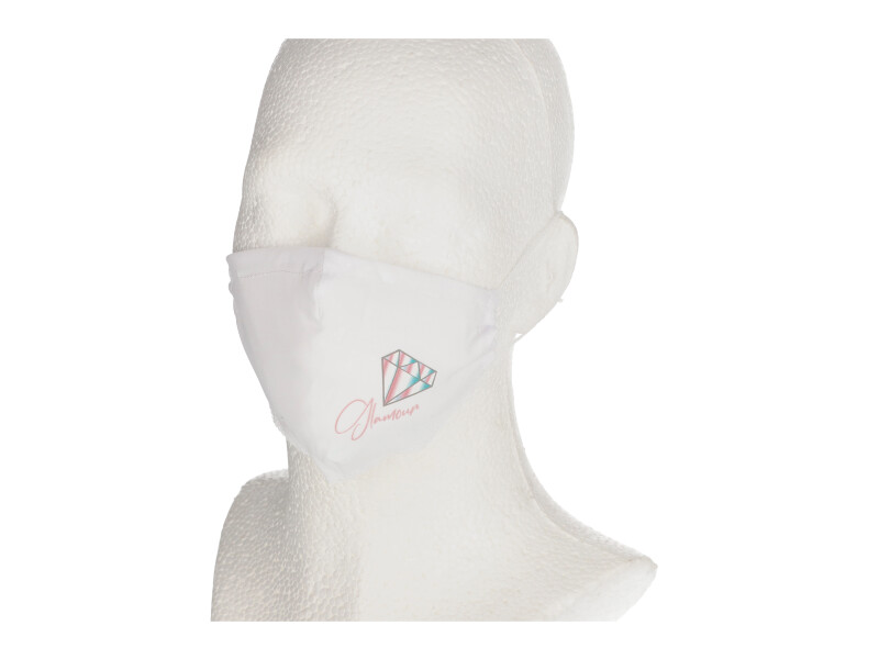 Bavlnené tvarované dvojvrstvové rúško s drôtikom Glamour- AJS biela