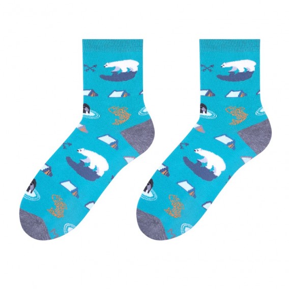 Vzorované veselé ponožky 078-93 - tyrkysová