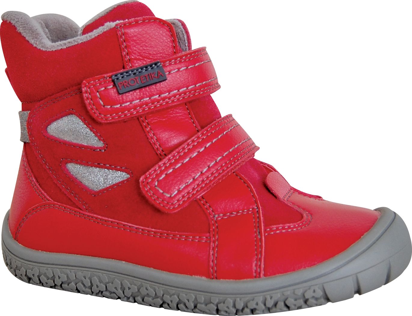 Protetika - zimné barefootové topánky s membránou ELIS red - zateplené kožušinou