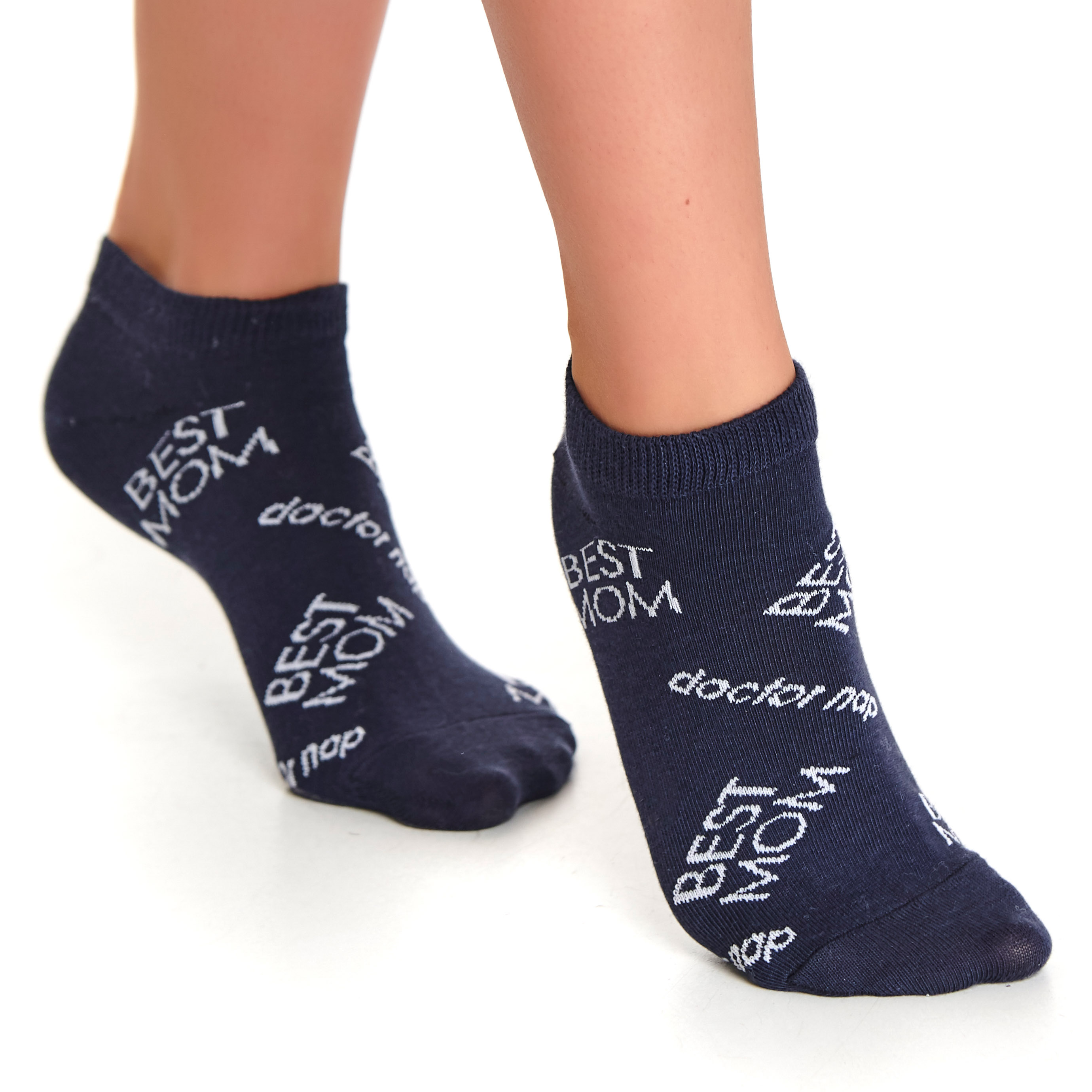 Doctor nap dámske ponožky s nápismi BEST MOM - modrá