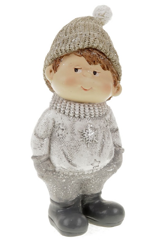 Vianočná dekorácia - chlapec s čiapkou 8x13x5 cm