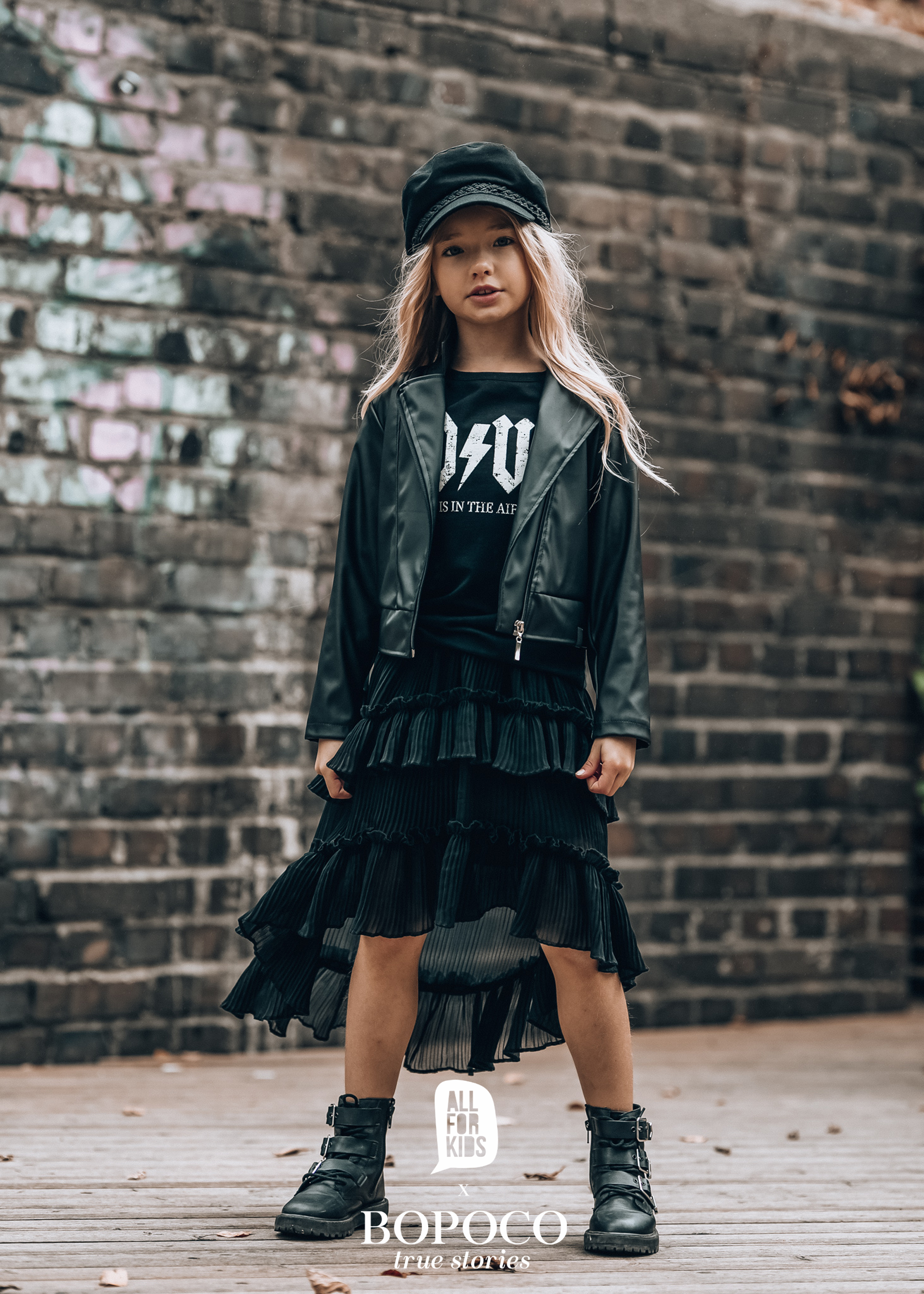 Dievčenská koženková bunda - ALL FOR KIDS čierna