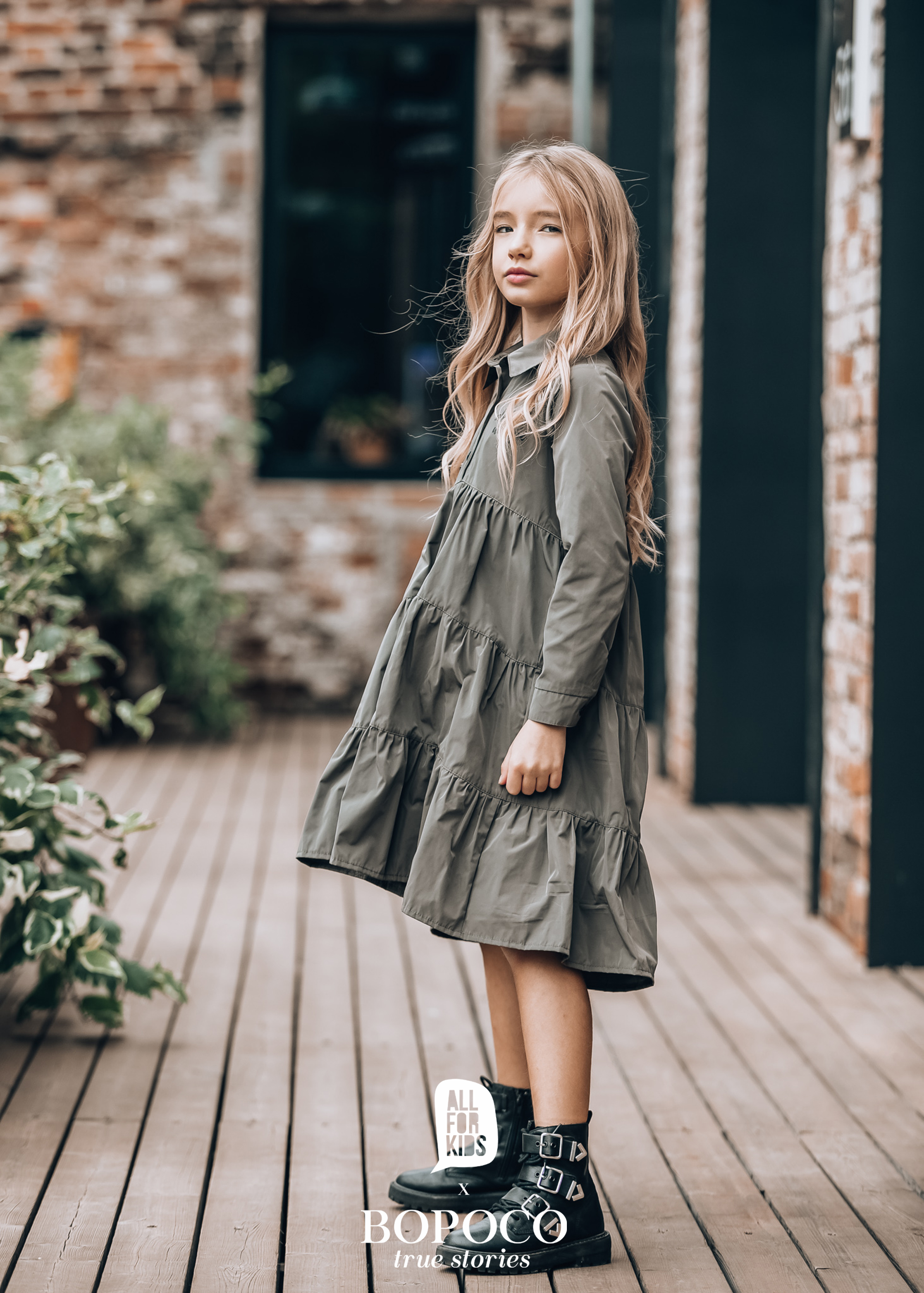 Dievčenské šuštiakové dlhé šaty - ALL FOR KIDS zelená