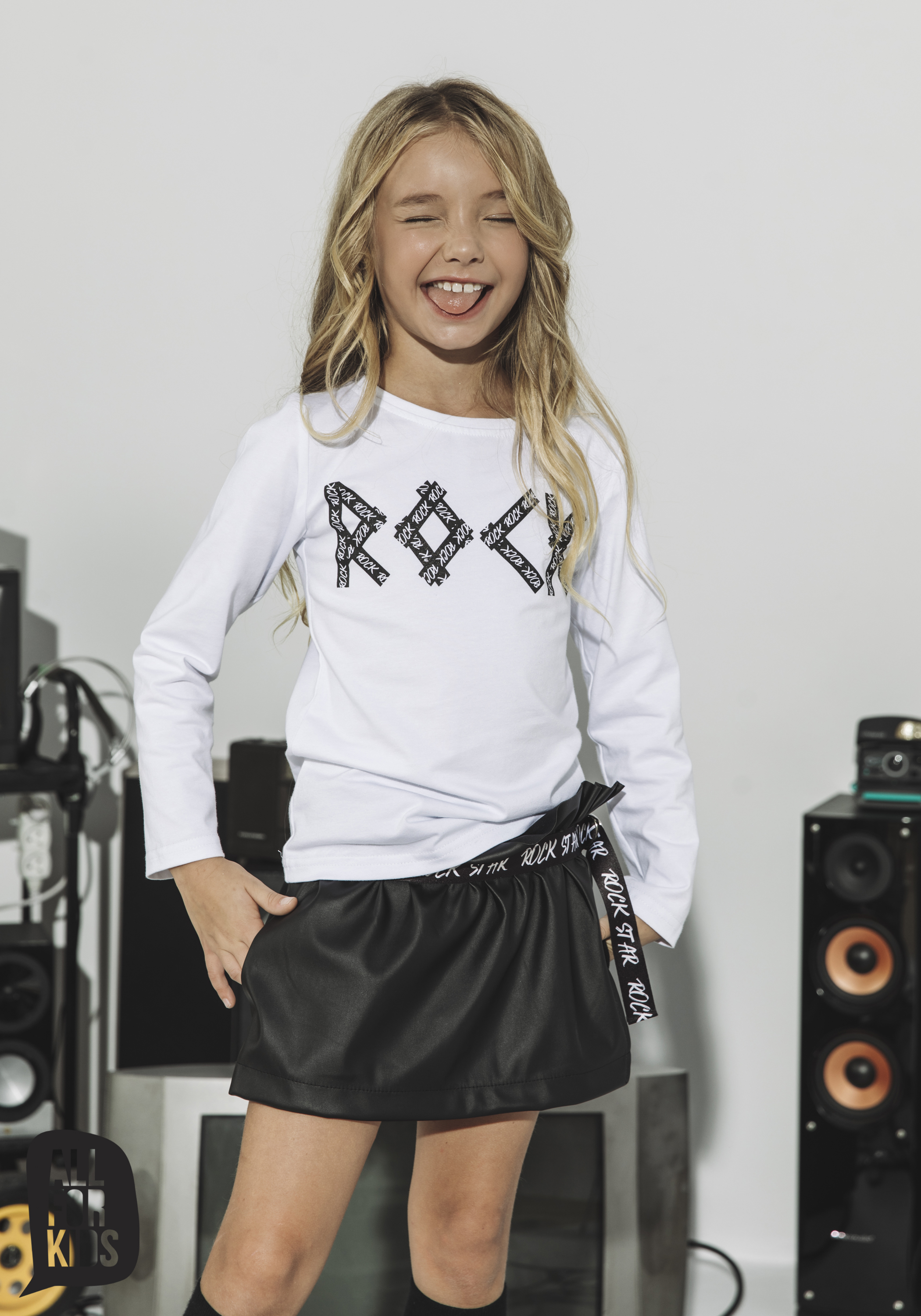 Dievčenské tričko s nápisom ROCK - ALL FOR KIDS biela