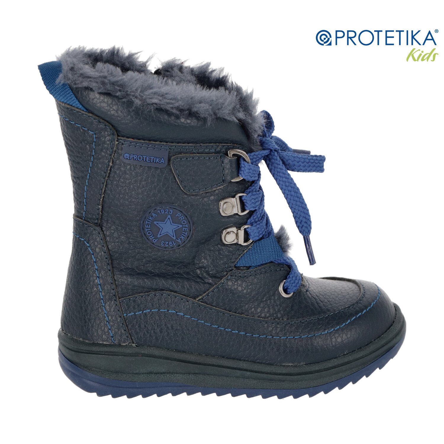 Protetika - zimné topánky BORY blue - zateplené kožušinkou