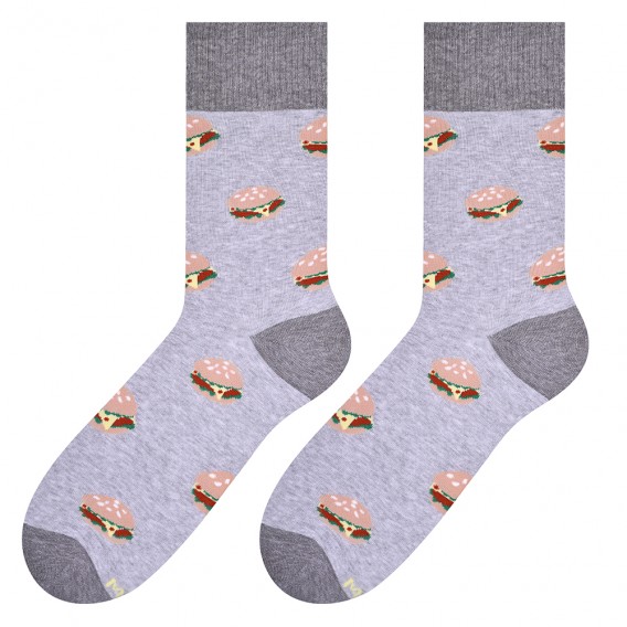 Vzorované veselé ponožky 079-142 sivá