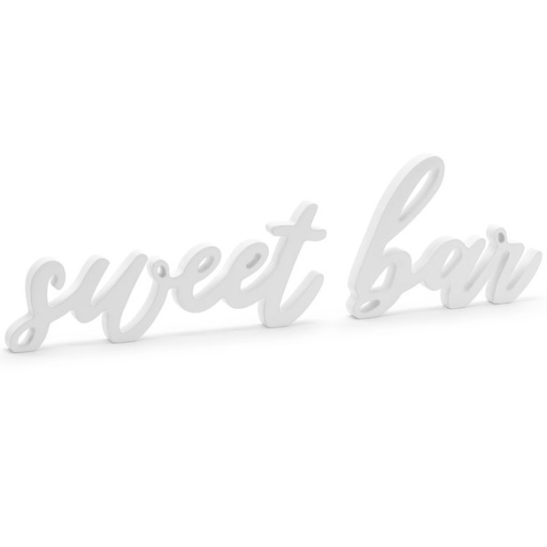 Drevený  nápis Sweet bar - biely 37 x 10cm