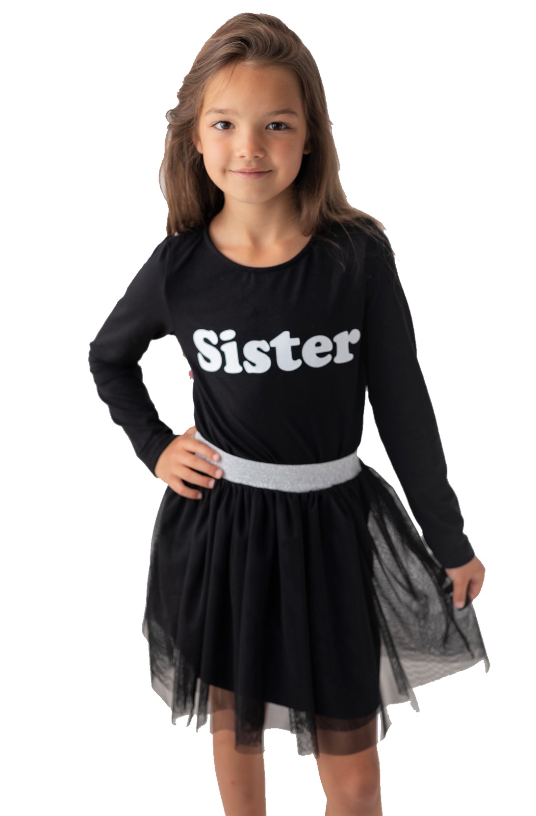Tričko s nápisom Sister Lily Grey čierna