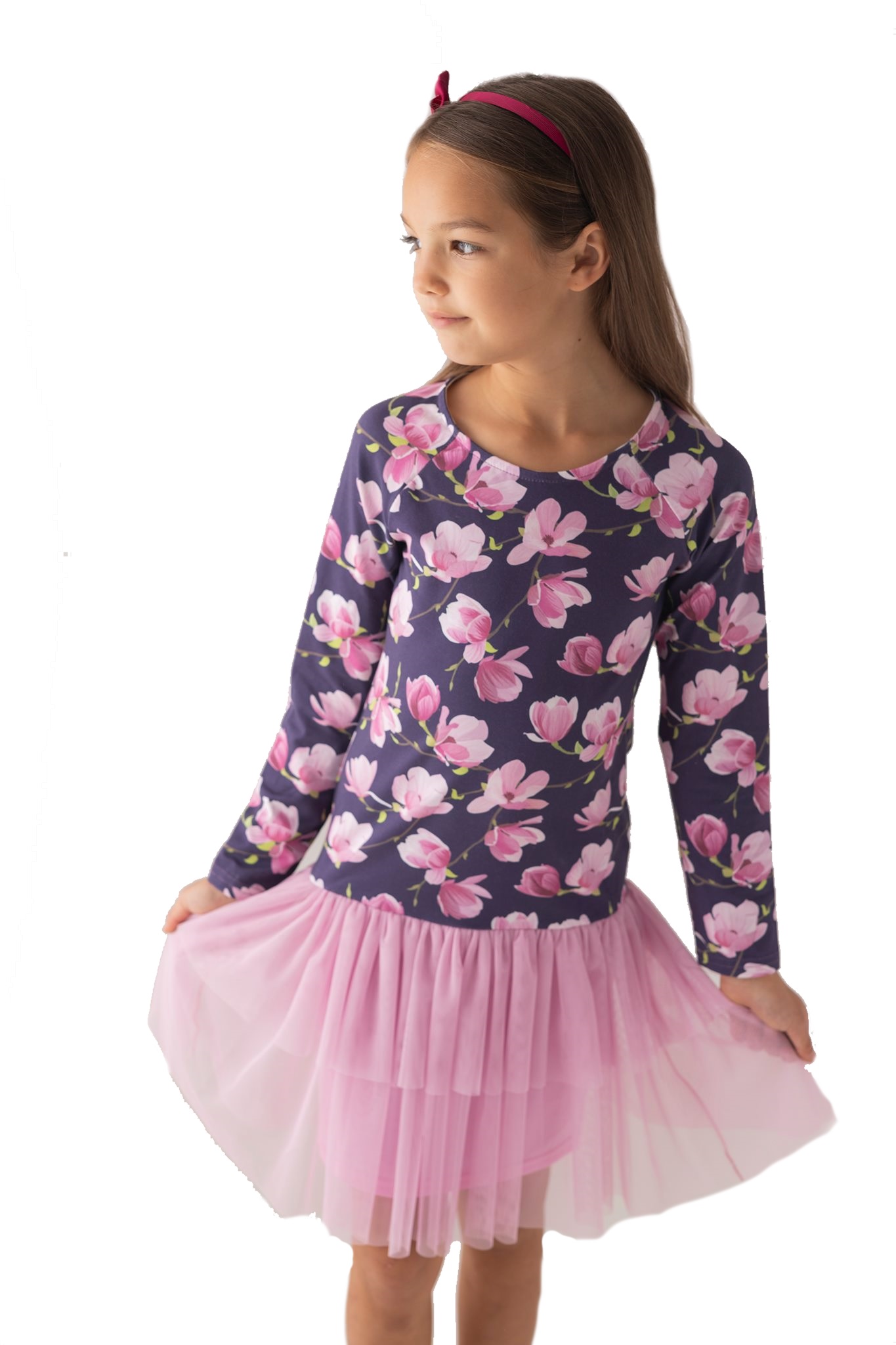 Kombinované šaty s tylom magnólie Lily Grey fialová