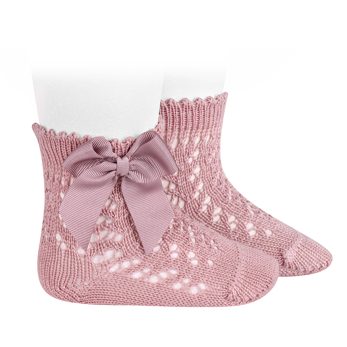 Vzorované ponožky so saténovou mašličkou Cóndor 251904526 - pale pink
