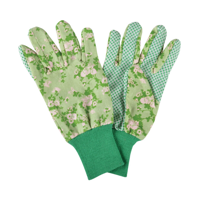 Záhradné rukavice s potlačou ruží - zelená