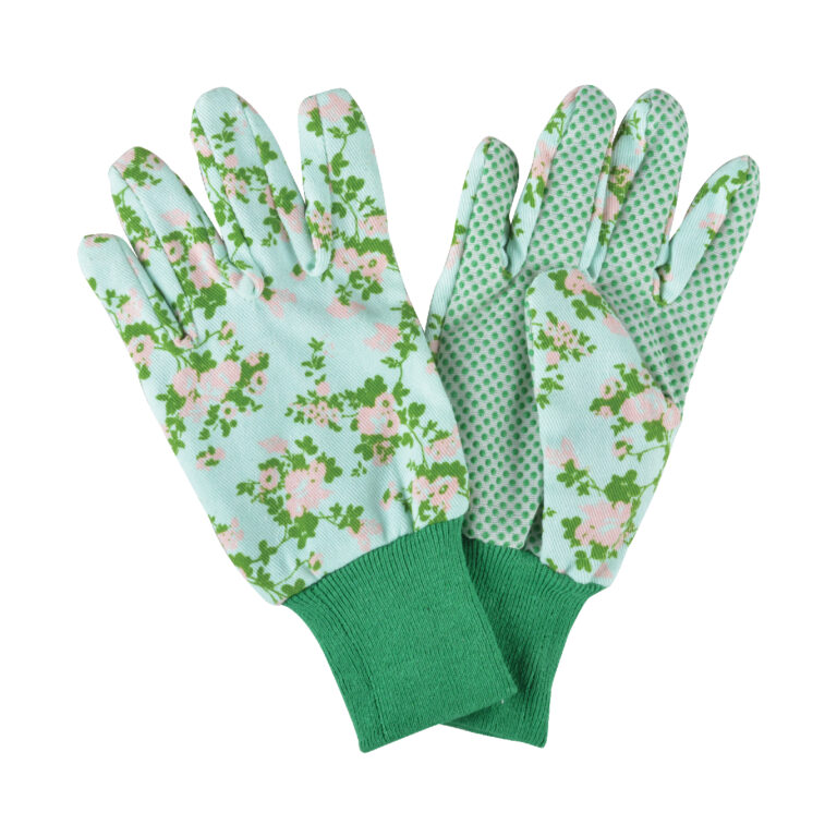 Záhradné rukavice s potlačou ruží - modrá