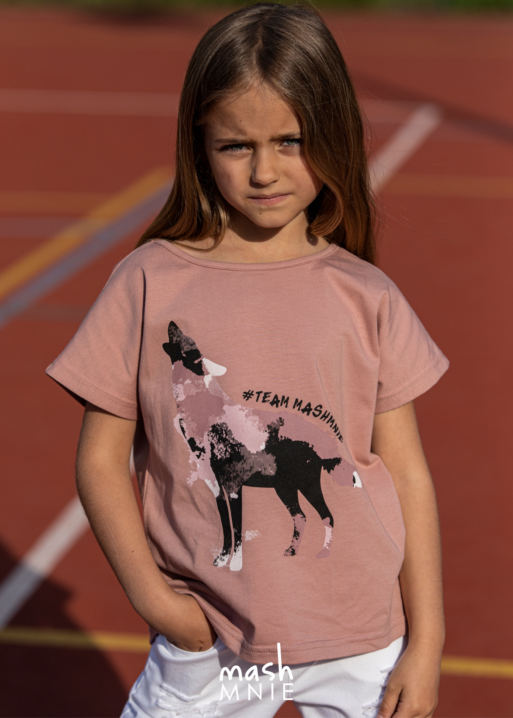 Dievčenské tričko s obrázkom vlka - Mash MNIE ružová