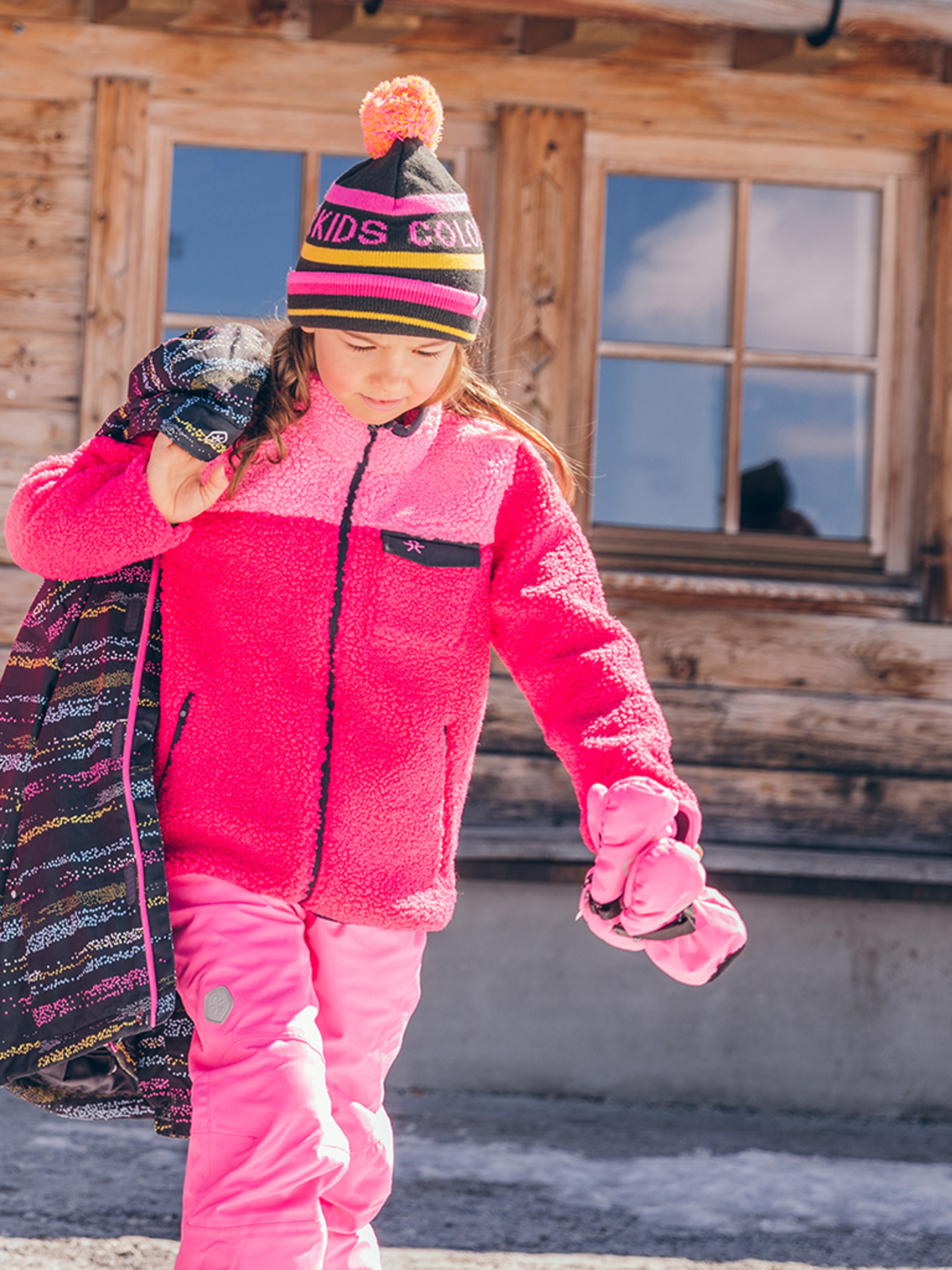 Dievčenská čiapka s brmbolcom Color Kids - ružová