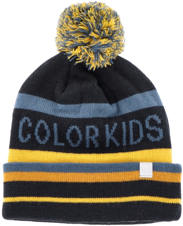 Chlapčenská čiapka s brmbolcom Color Kids - tmavomodrá