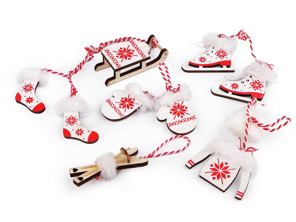 Vianočné dekorácie 2,5 - 7,5 cm 750600 - 6 ks červeno-biela