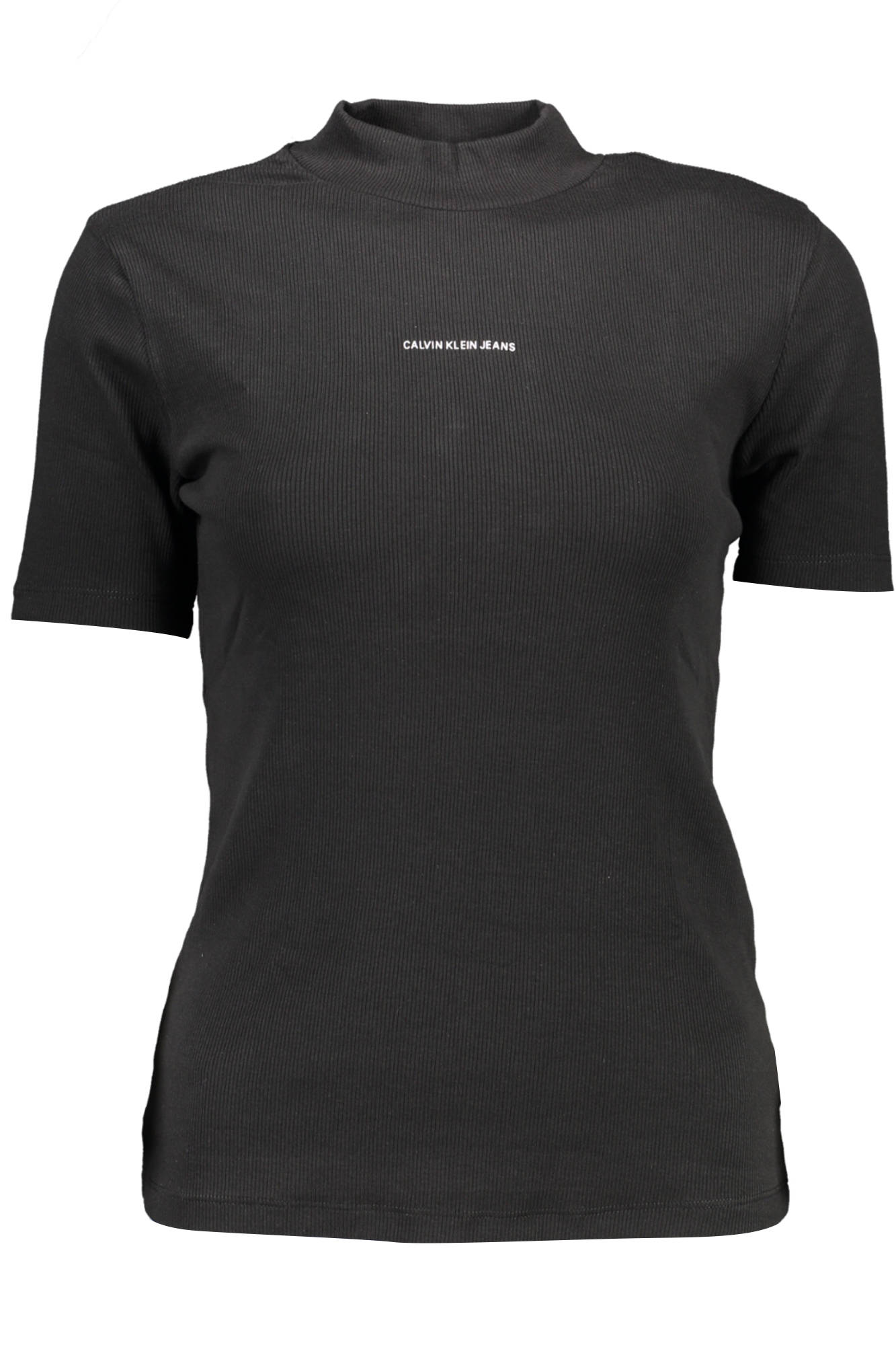 Dámske rebrované tričko s golierom Calvin Klein - čierna