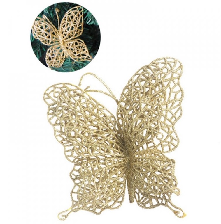 Dekorácia zlatý motýľ 2 ks 11x12 cm
