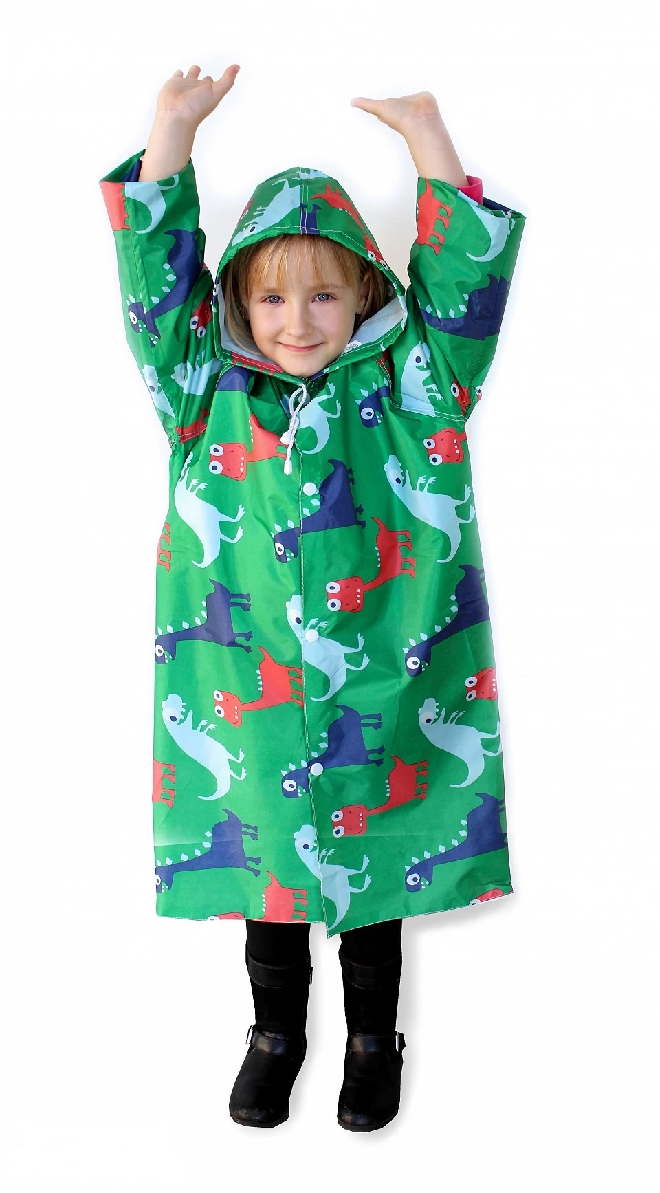 Detský kvalitný pršiplášť s kapuckou DINO zelený