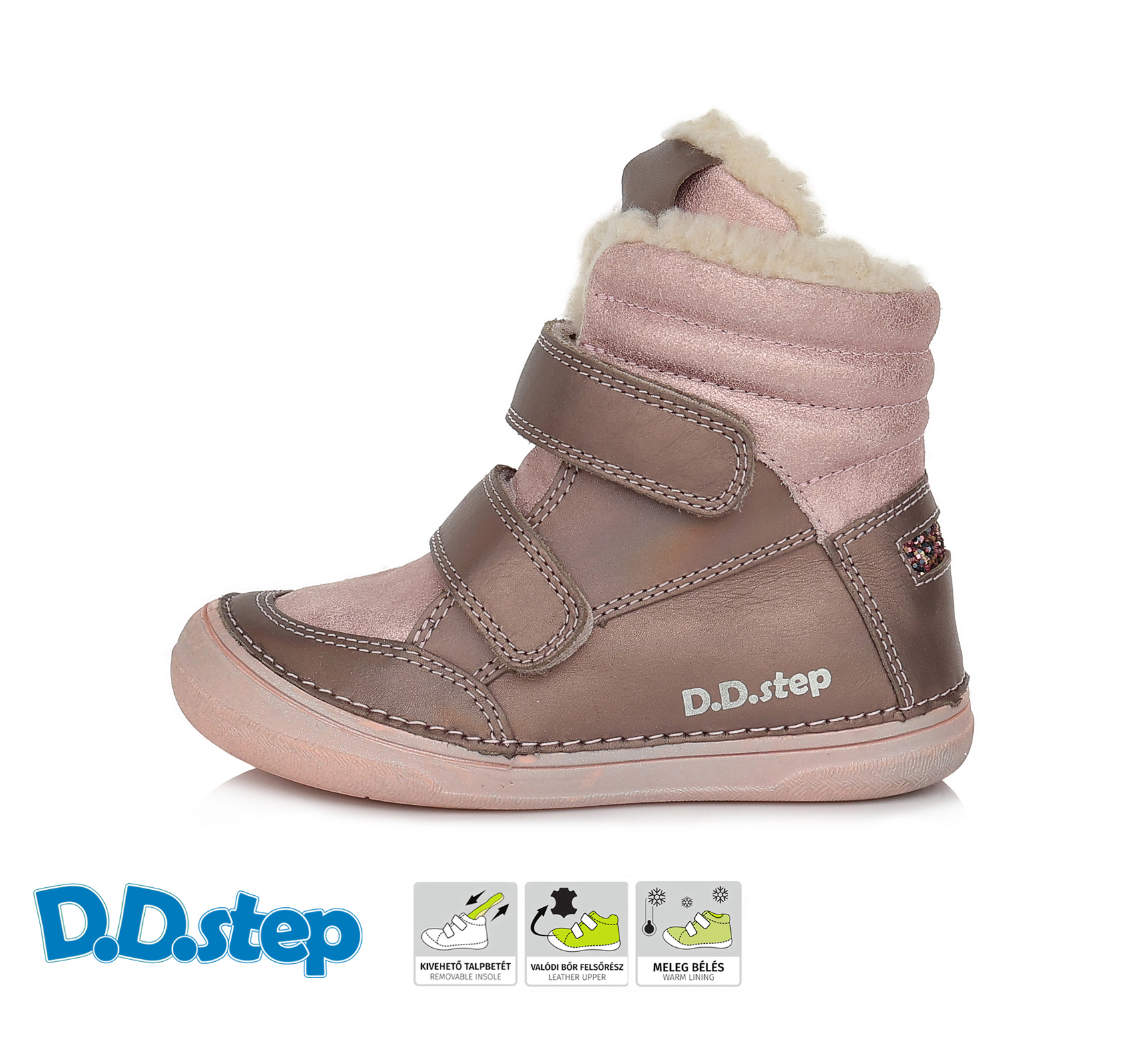 Zimné topánky s kožuškom PINK GOLD D.D.Step AKCIA