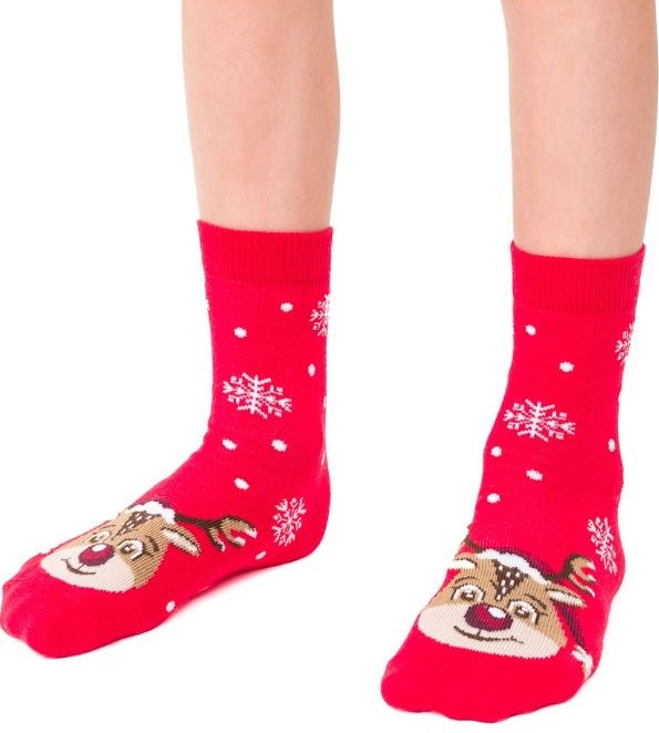 Vianočné detské ponožky STEVEN - červená