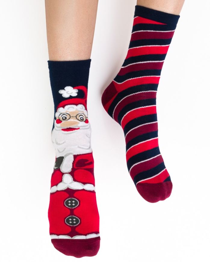 Dámske veselé ponožky vianočné STEVEN 136D - modrá