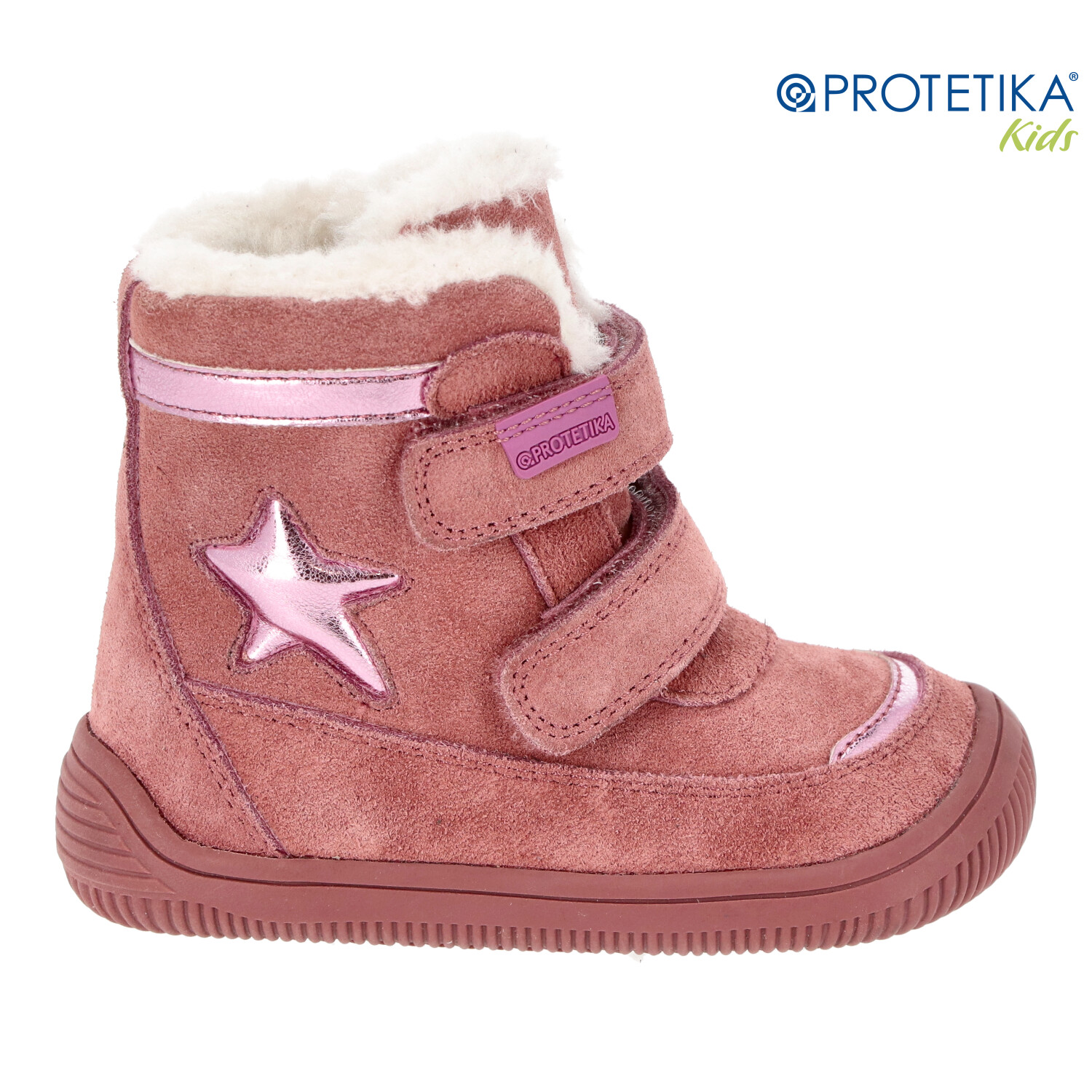 Protetika - zimné barefootové topánky LINET pink - zateplené kožušinkou