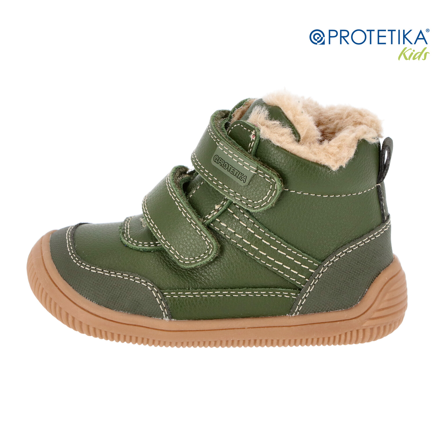 Protetika - zimné barefootové topánky TYREL khaki - zateplené kožušinkou