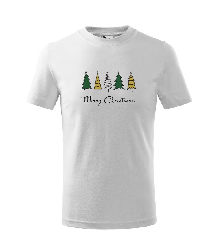 Vianočné tričko detské BASIC stromčeky MERRY CHRISTMAS