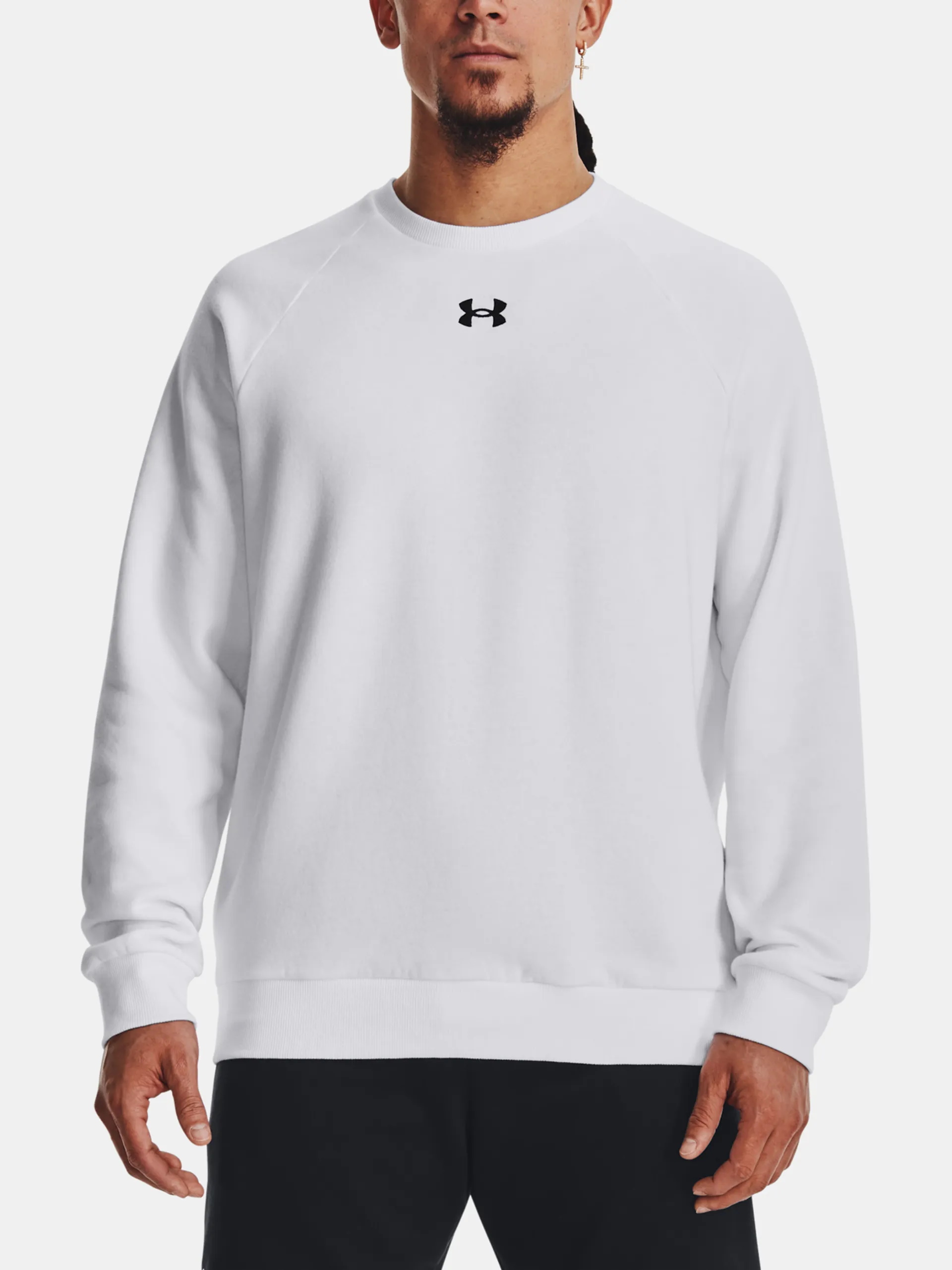 UA Rival Fleece Crew-WHT