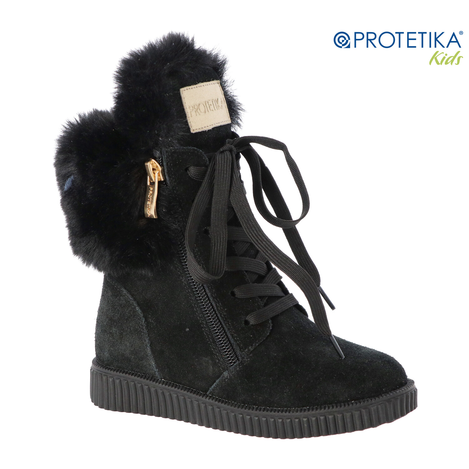 Protetika - zimné topánky KAJA black - zateplené kožušinkou