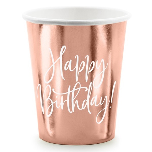 Poháre Rose gold Happy Birthday 260ml 6ks